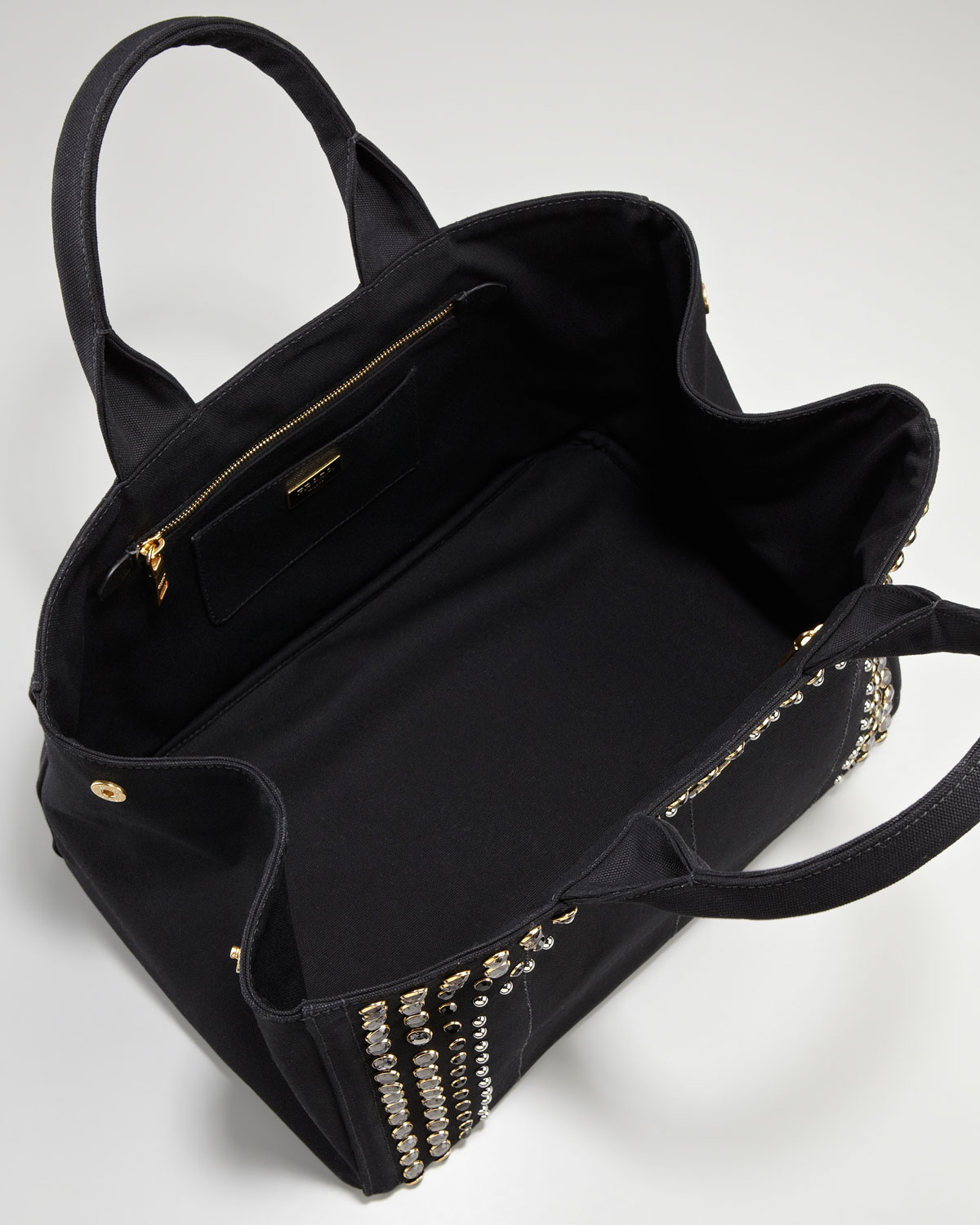 Prada Studded Canvas Gardeners Tote Bag in Black Lyst