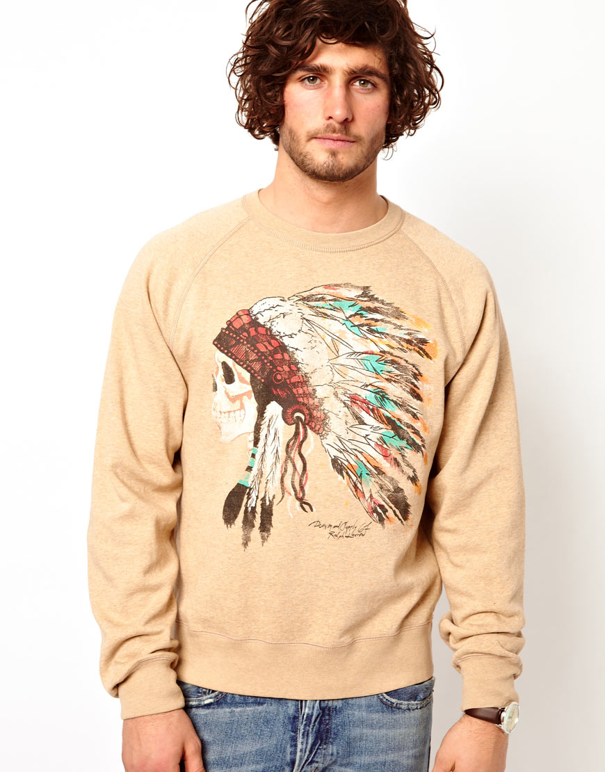 Denim & Supply Ralph Lauren Denim Supply Ralph Lauren Sweatshirt with  Indian Head Print in Beige (Natural) for Men - Lyst