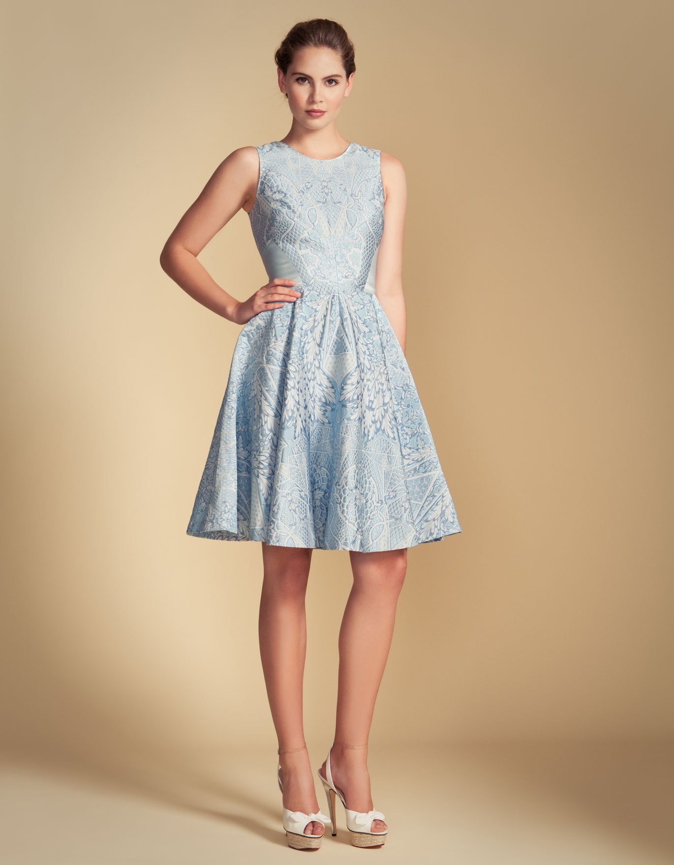 Lyst Temperley London Tile Crew Neck Dress in Blue