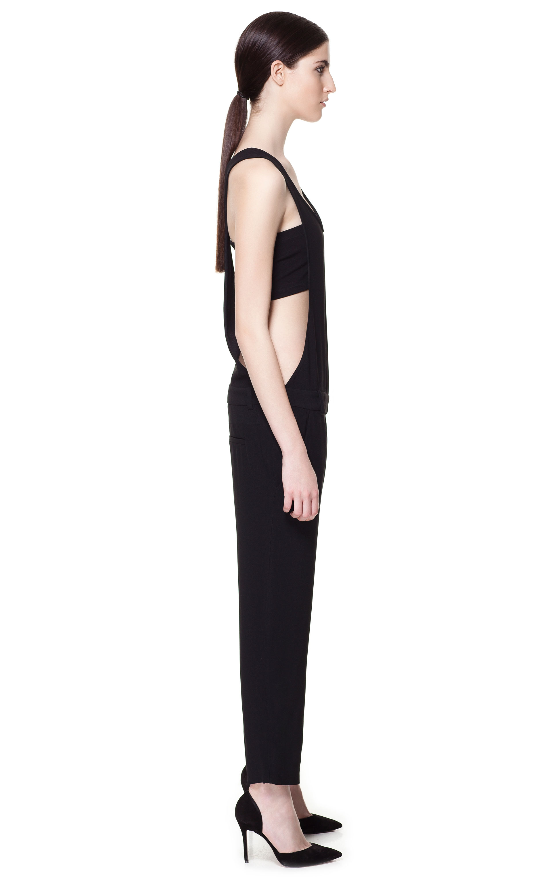 Zara Dungaree Style Jumpsuit in Black Lyst