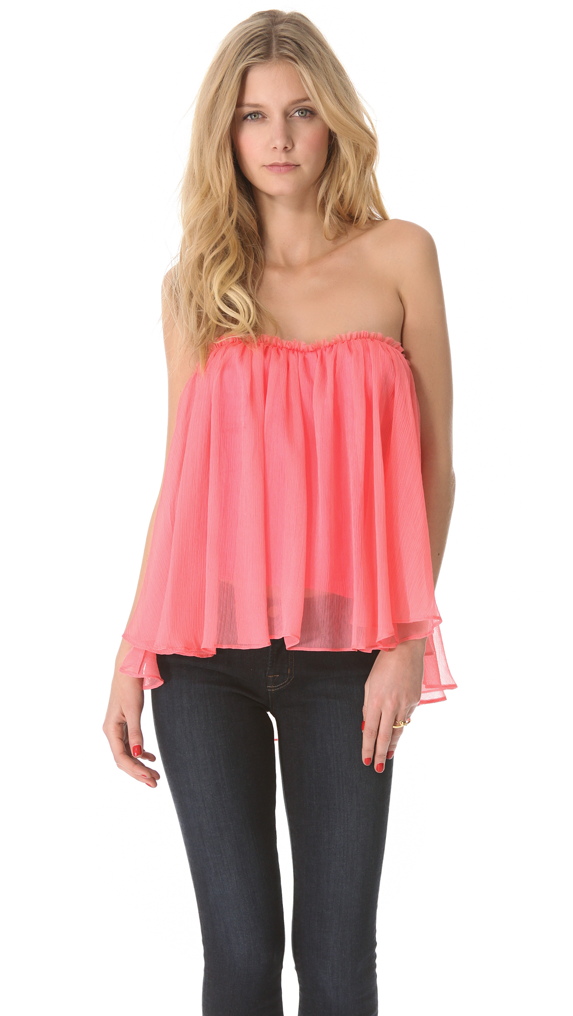 Blaque Label Strapless Top in Coral (Pink) - Lyst