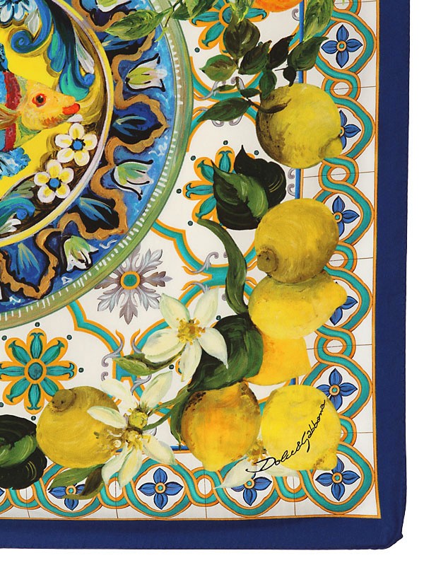 & Lemon Print Twill Silk Foulard | Lyst