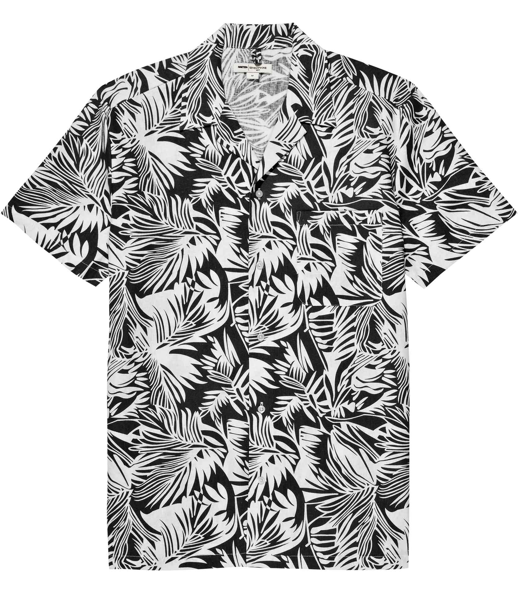 Reiss Palma Print Cotton Linen Short Sleeve Shirt in White (Black) for ...