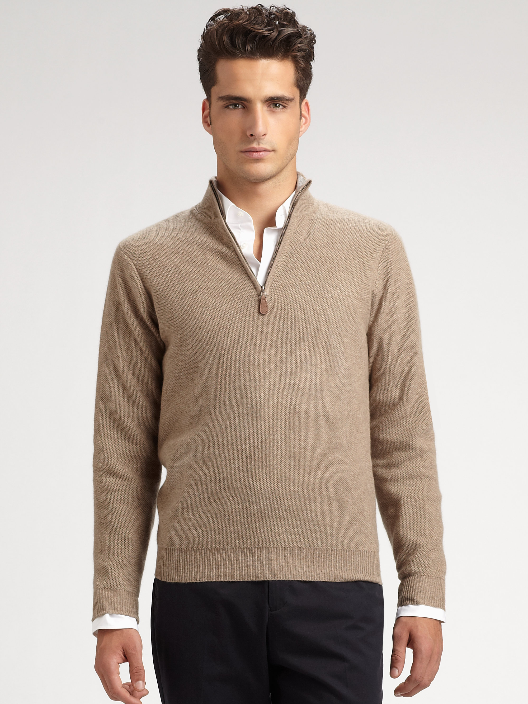 mens half zip cashmere sweater