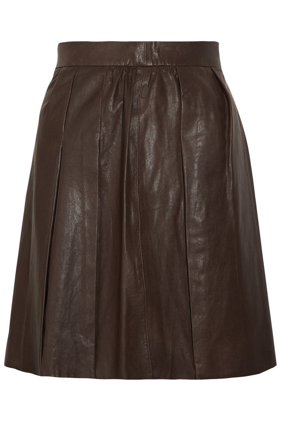 Vince Leather Mini Skirt in Brown | Lyst