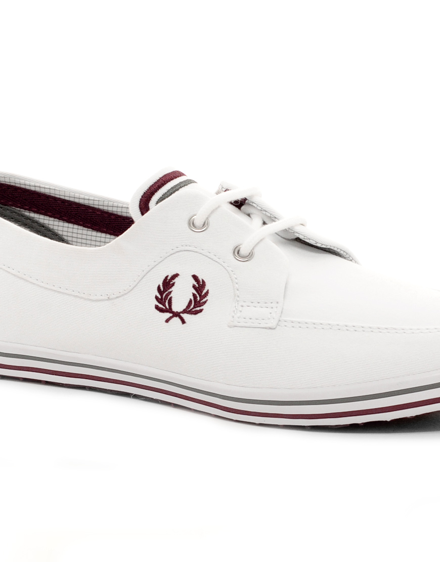 Fred Perry Drury Canvas Boat Plimsolls in White for Men - Lyst