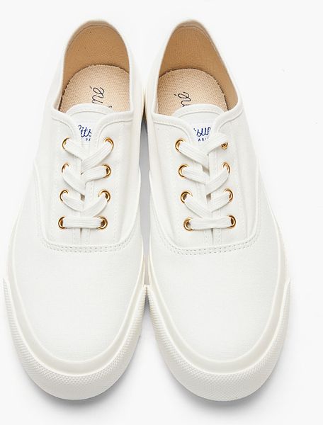 Maison Kitsuné White Classic Canvas Sneakers in White for Men - Lyst