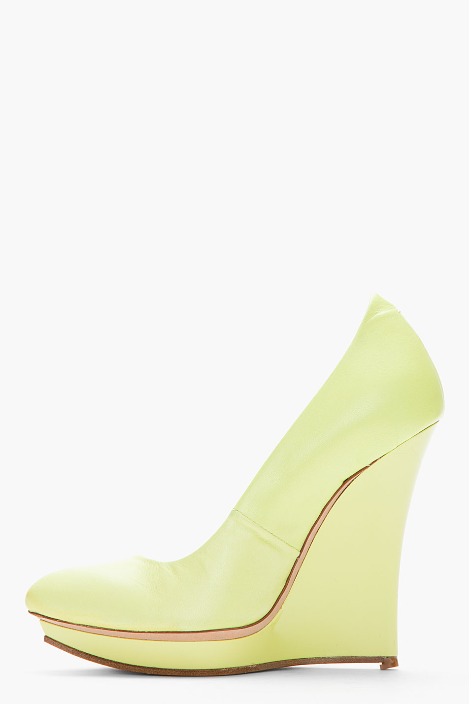 Lyst Mcq Leather Slim Wedge Pumps in Green