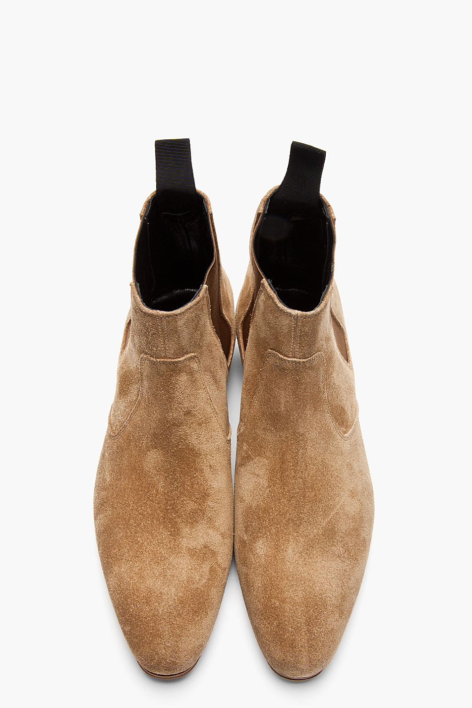 Lyst - Saint Laurent Tan Distressed Suede Chelsea Billy Boots in Brown ...