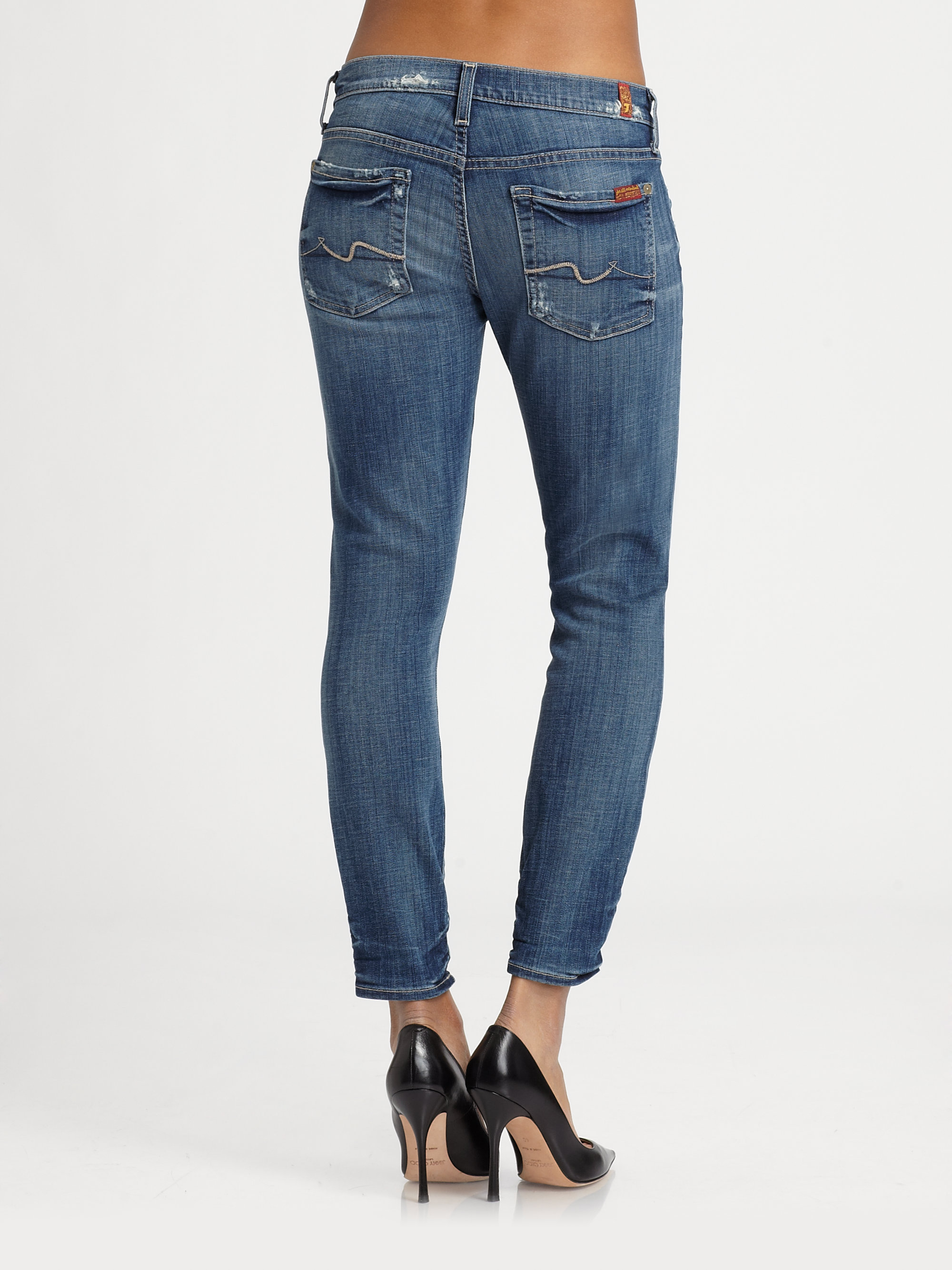 7 For All Mankind Gwenevere Crop Jeans in Blue - Lyst