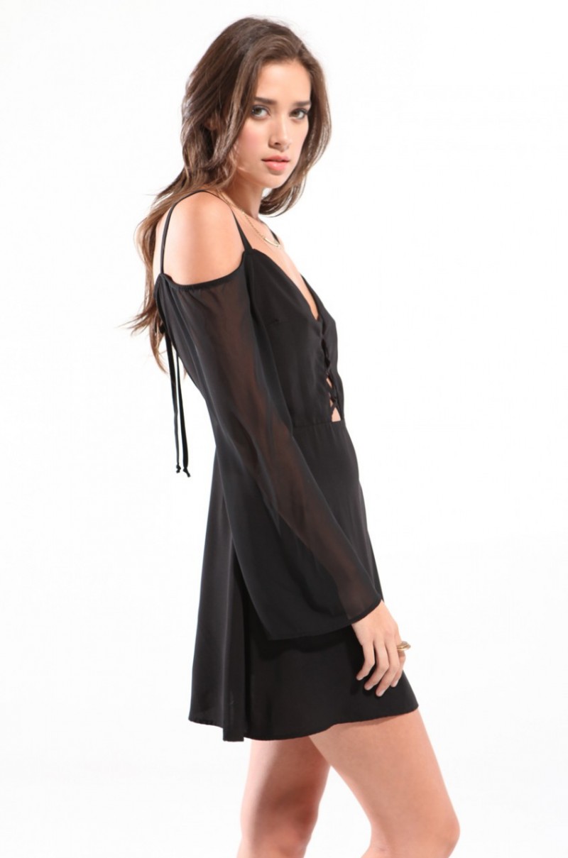 AKIRA Open Shoulder Dress in Black - Lyst