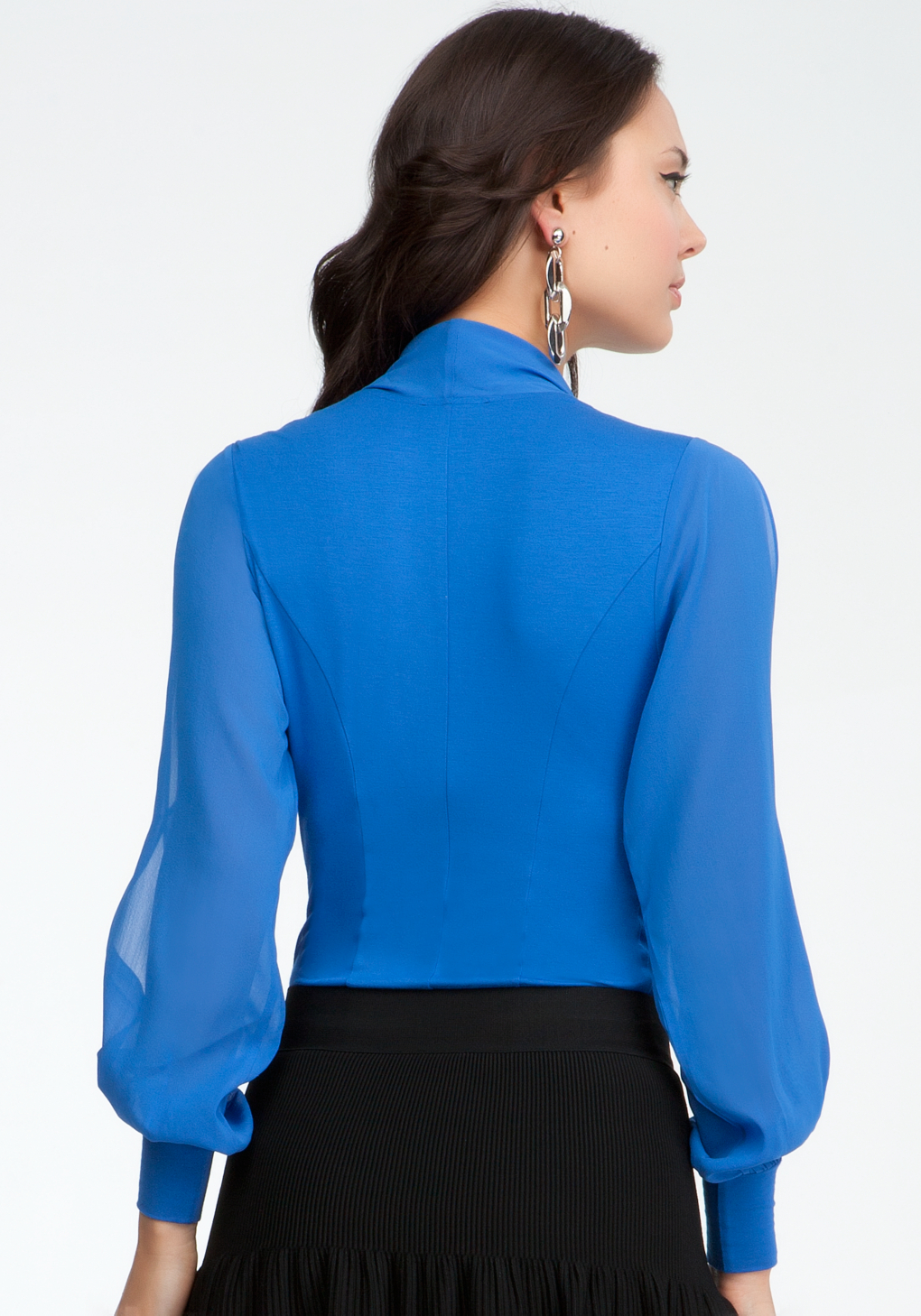 Lyst Bebe Long Sleeve Silk Wrap Bodysuit in Blue