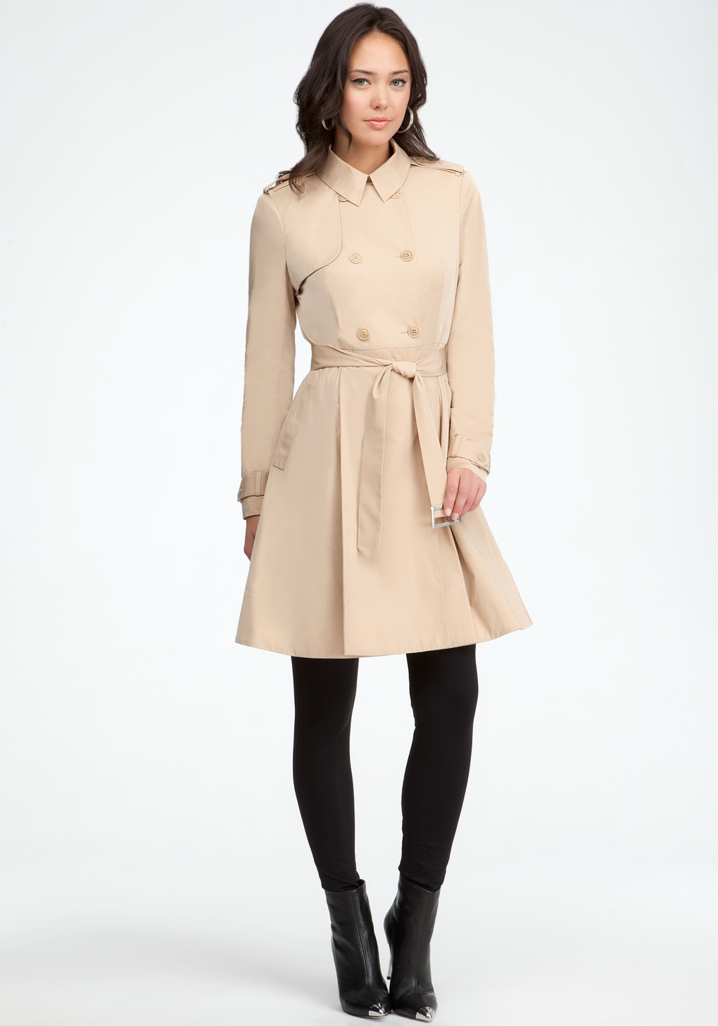 Bebe Paulette Trench Coat Dress In Natural Lyst