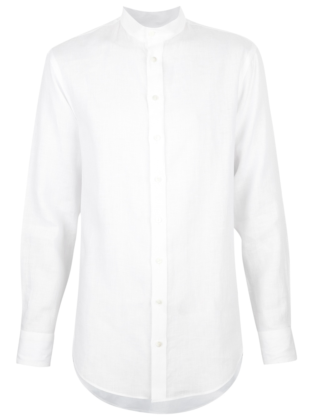 Giorgio Armani Collarless Button Down Shirt in White for Men | Lyst