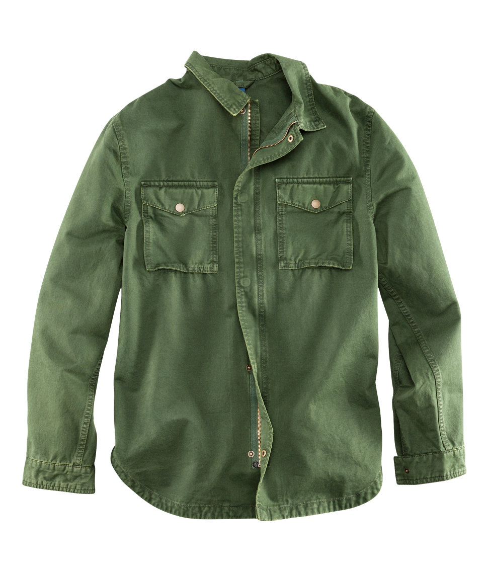 H&M Shirt Jacket in Green for Men | Lyst