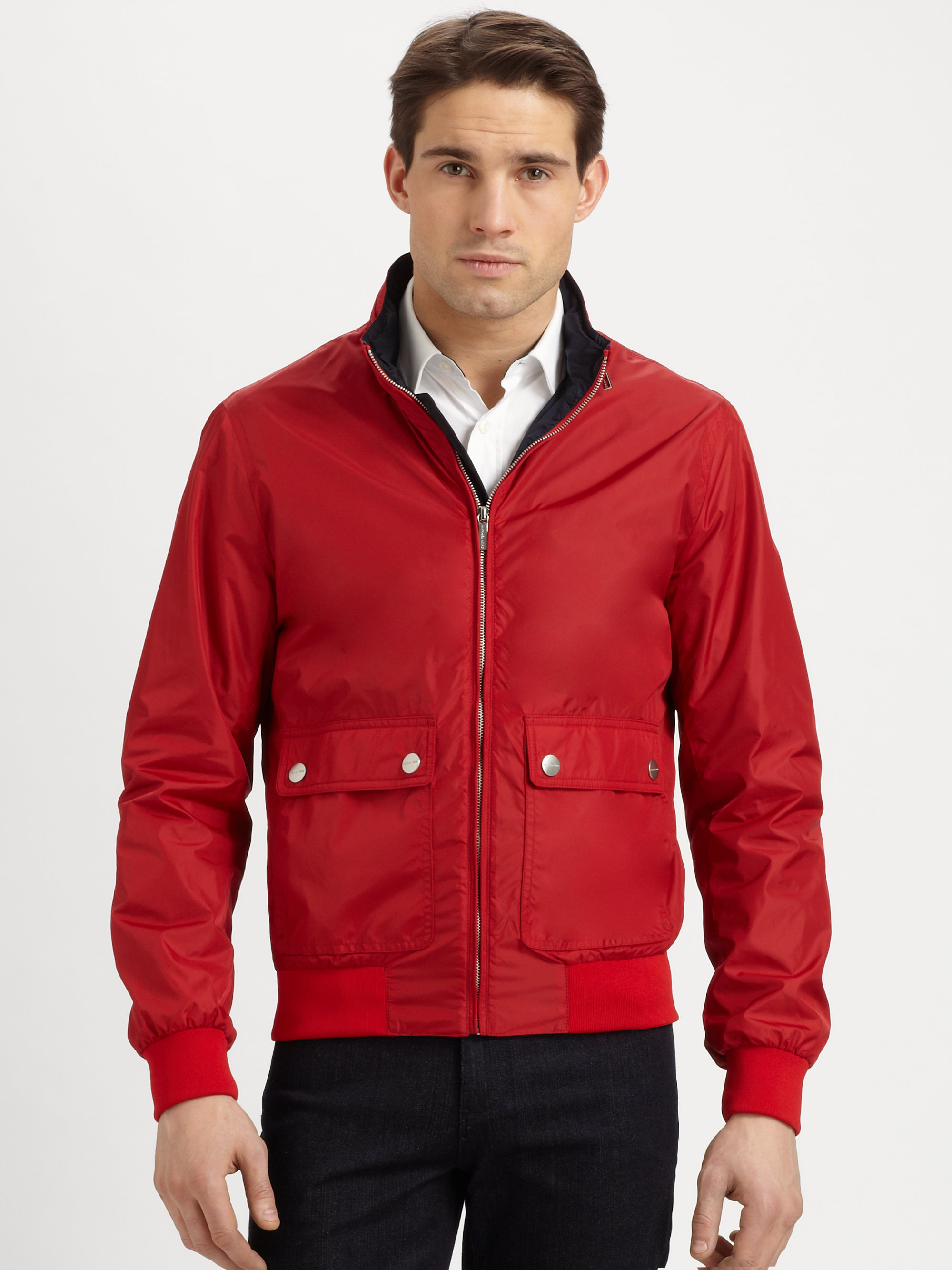 Lyst - Michael Kors Nylon Bomber Jacket in Red for Men
