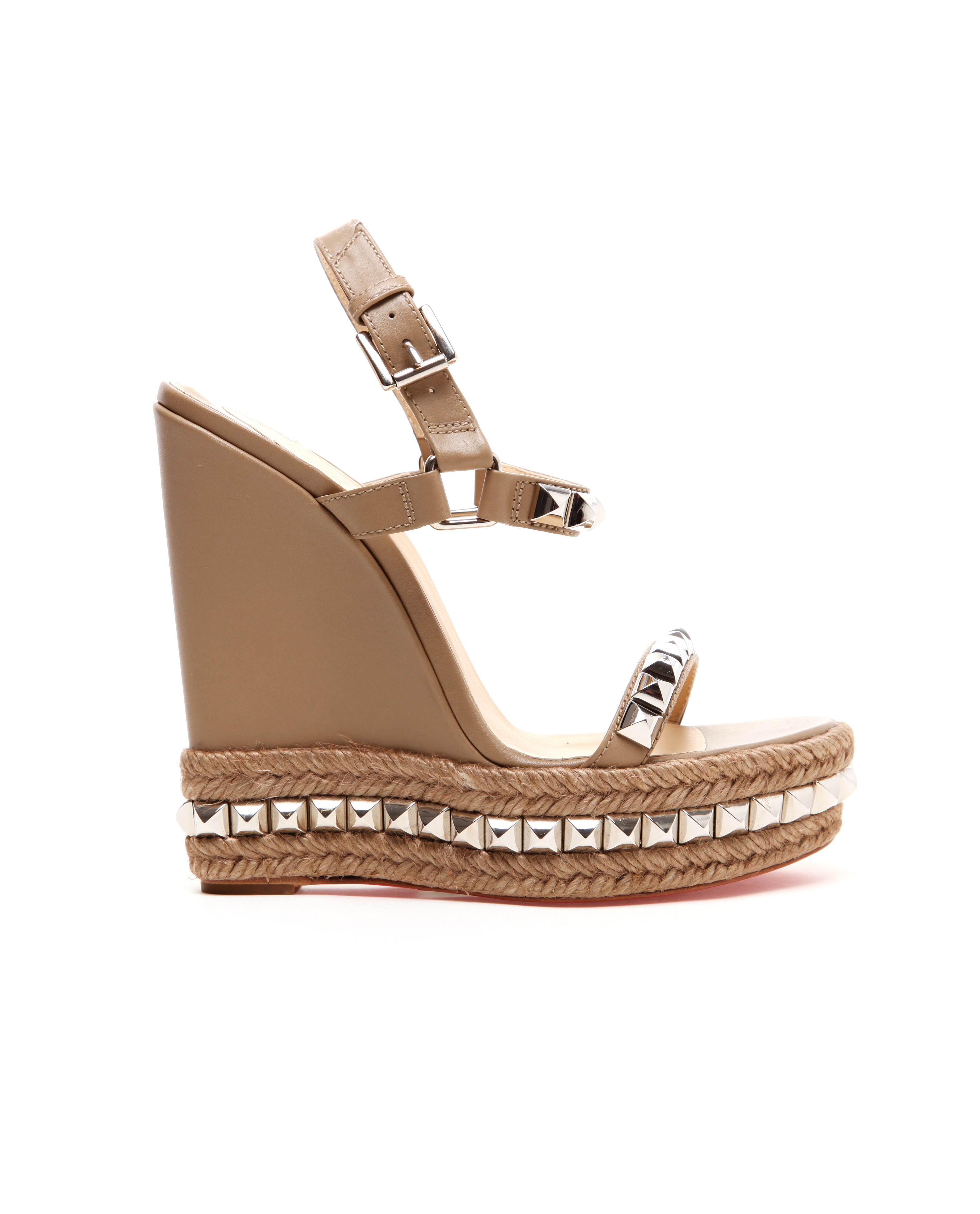 christian louboutin cataclou studded metallic leather espadrille wedge ...