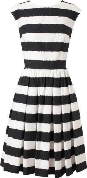 Dolce & Gabbana Striped Cotton Dress in White | Lyst