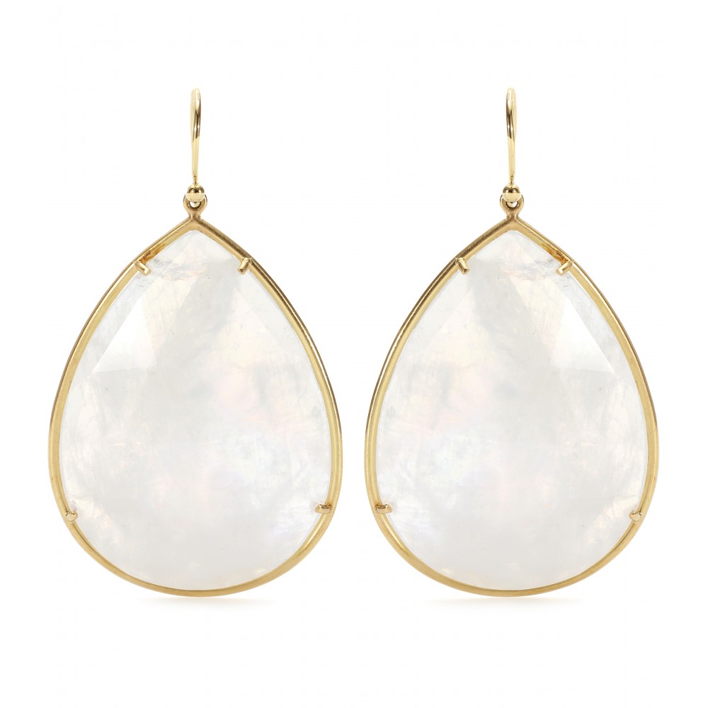 Irene Neuwirth 18kt Yellow Gold Rainbow Moonstone Earrings In White Gallery