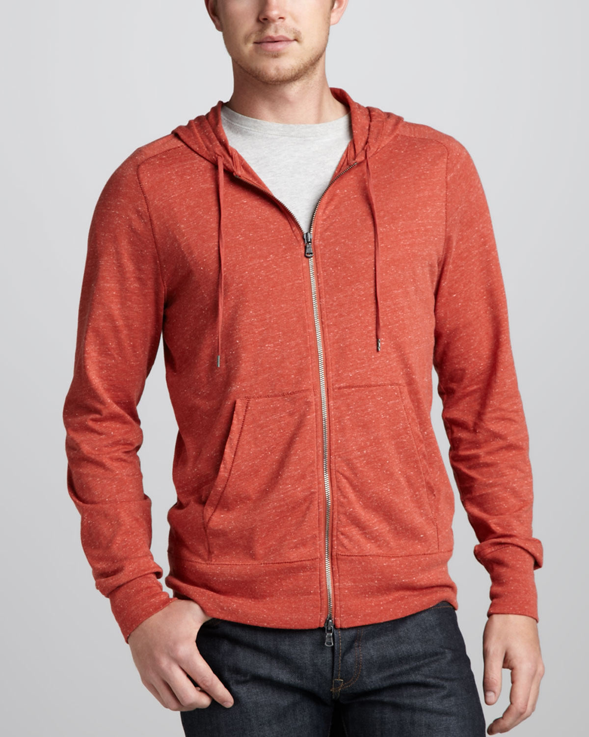 John Varvatos Jersey Zip Hoodie in Red for Men Lyst