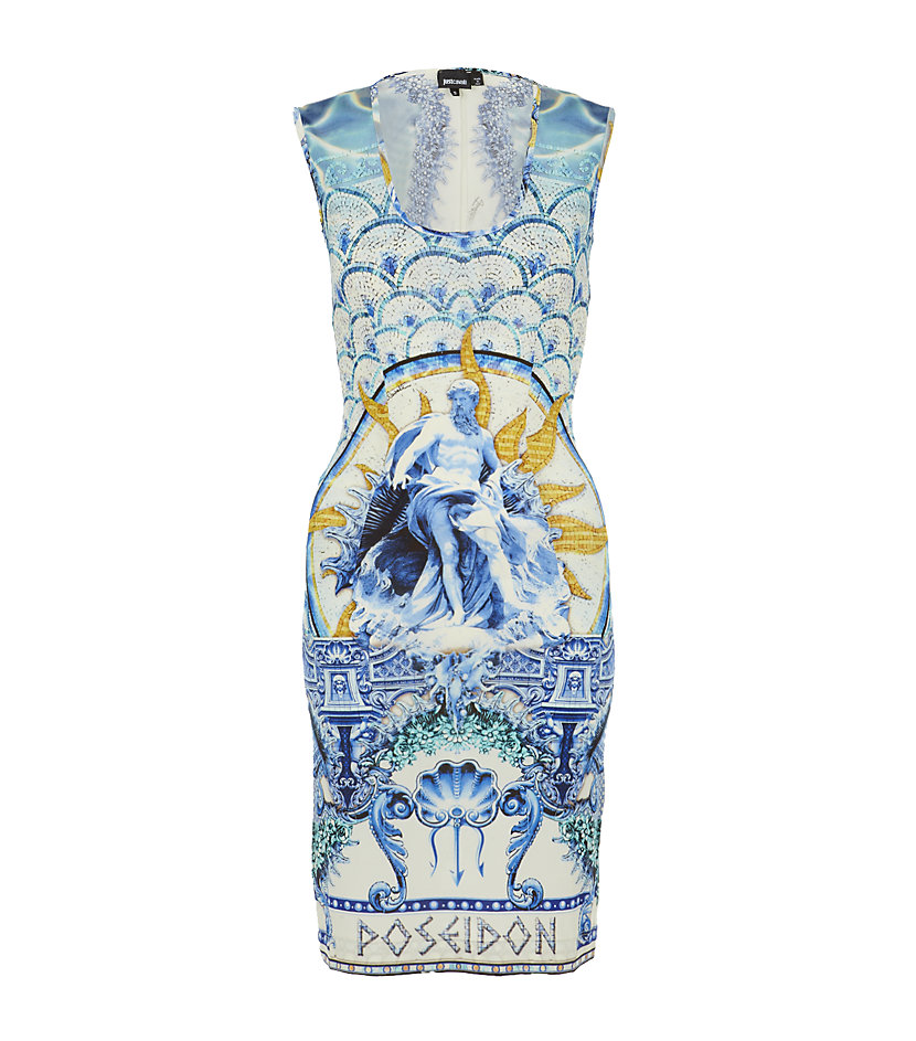 Just cavalli Poseidon Print Dress in Blue | Lyst