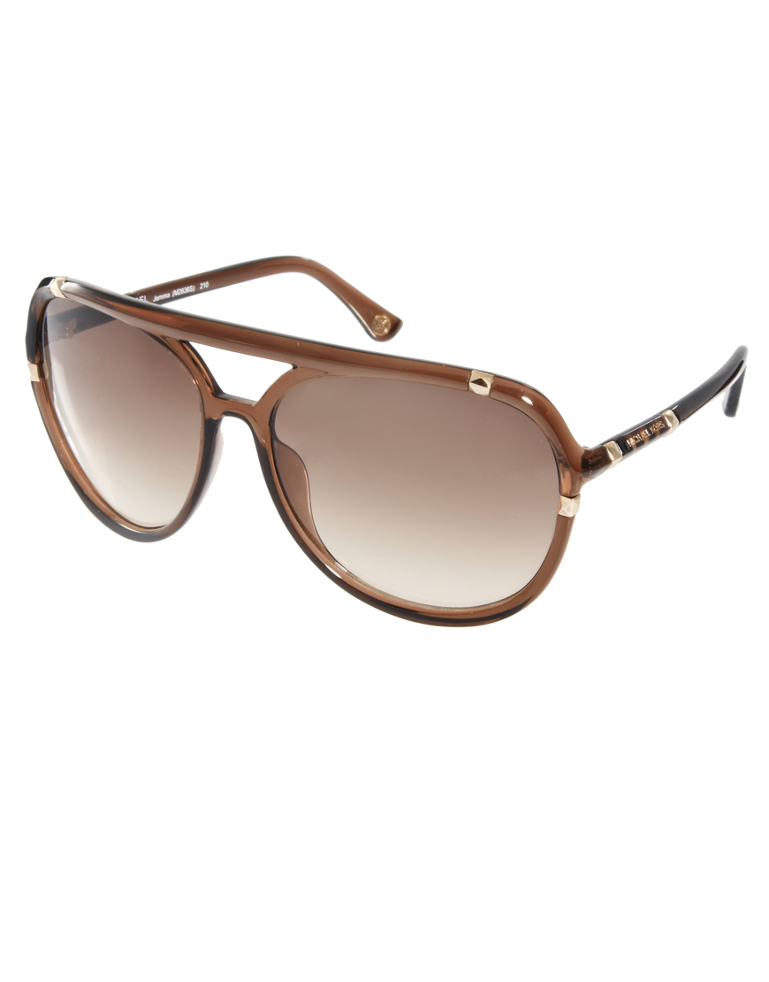 Michael Kors Brown Gold Aviator Sunglasses for Men - Lyst