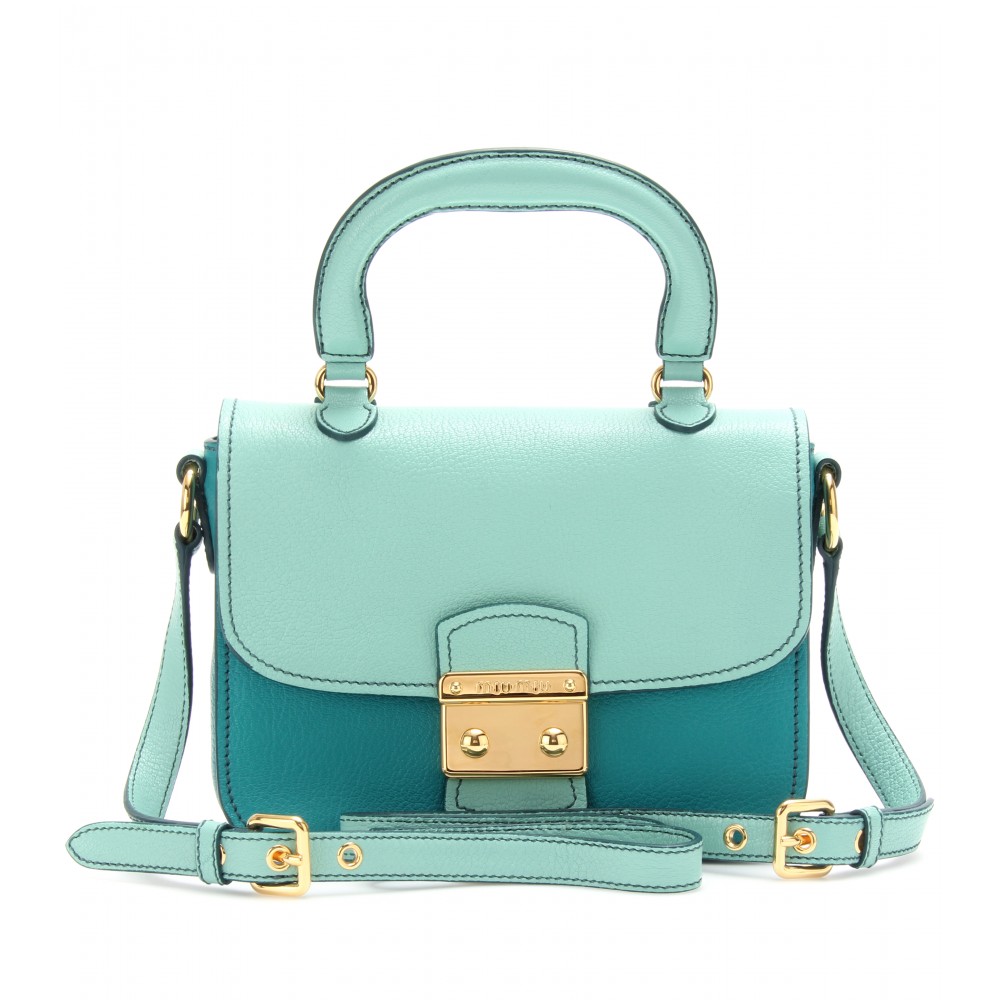 Miu Miu Twotone Leather Handbag in Blue - Lyst