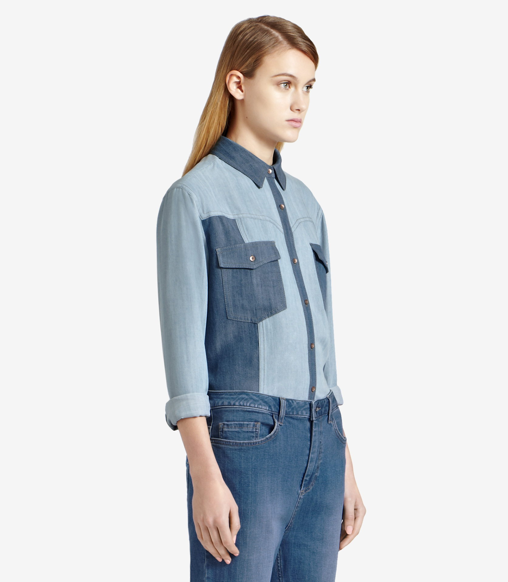 two tone denim shirt