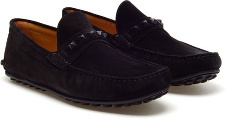Valentino Studded Suede Loafers in Black for Men | Lyst