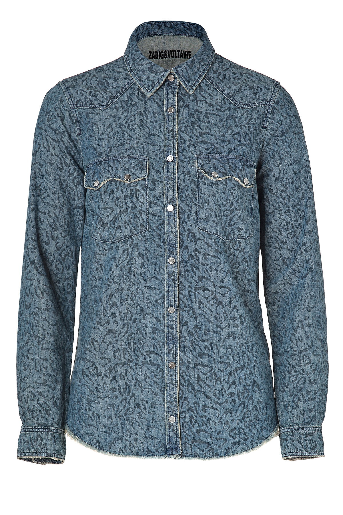 leopard print denim shirt