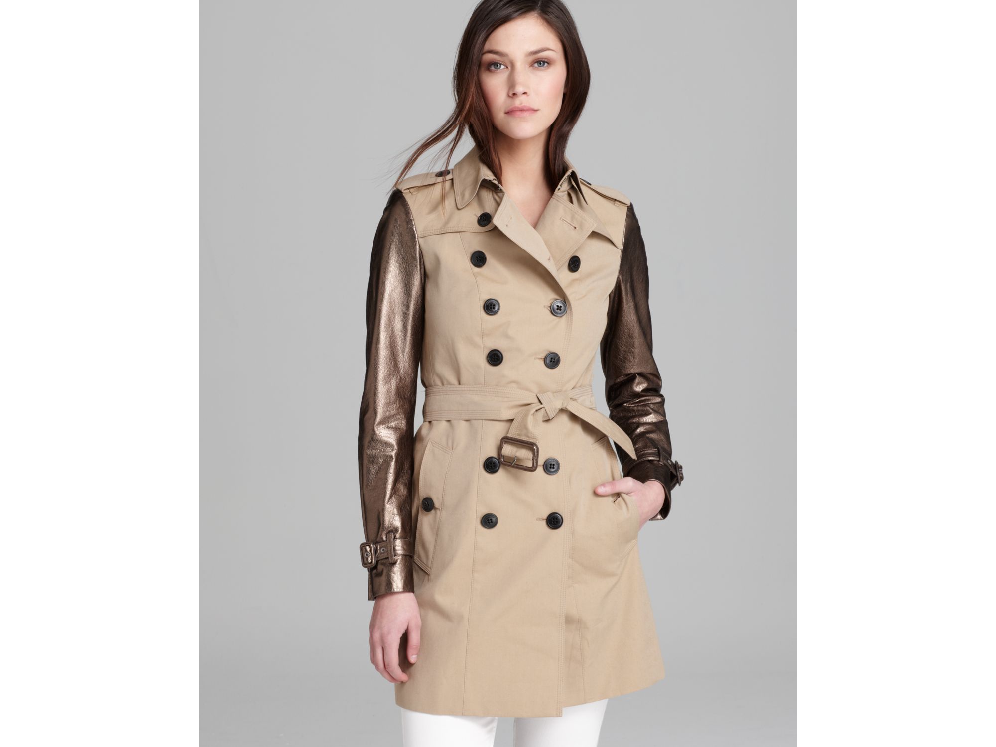 burberry trench coat with leather sleeves