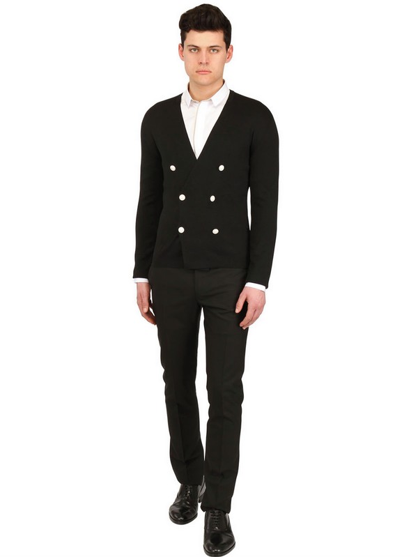 Dior Homme Double Breasted Knit Cardigan in Black for Men | Lyst