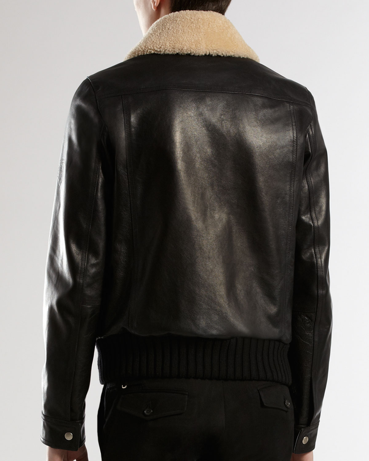 Michael Kors Bomber Jacket with Detachable Shearling Collar in Black ...