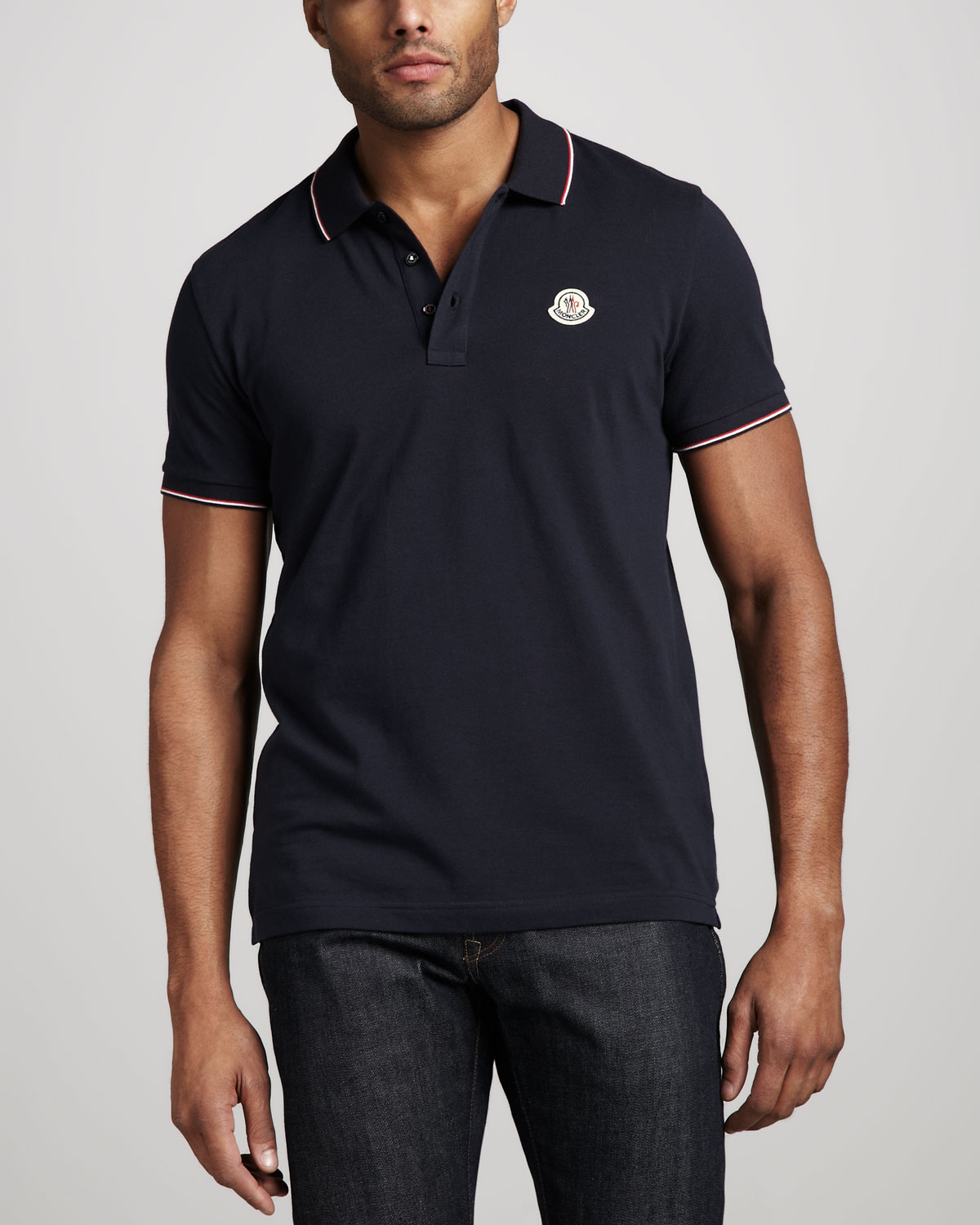 Moncler Tipped Logo Polo in Navy (Blue) for Men - Lyst