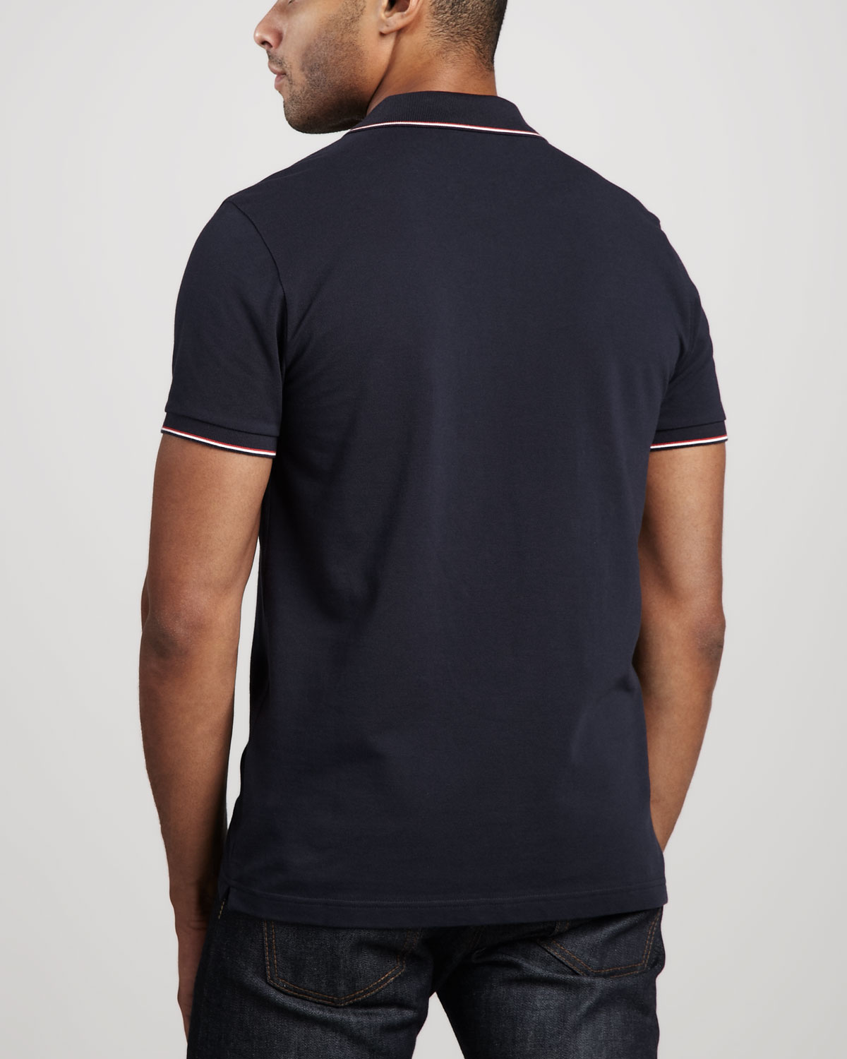 Moncler Tipped Logo Polo in Navy (Blue) for Men - Lyst