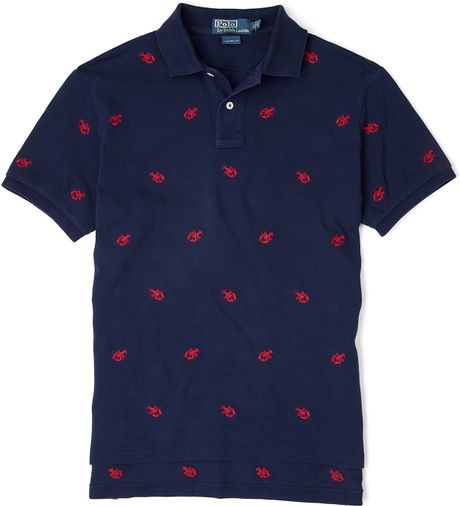 Polo Ralph Lauren Blue Lobster Custom Fit Polo Shirt in Blue for Men | Lyst