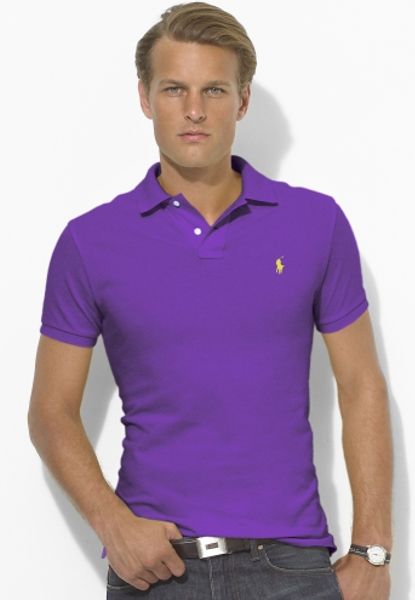 Polo Ralph Lauren Customfit Mesh Polo in Purple for Men (purple rage ...