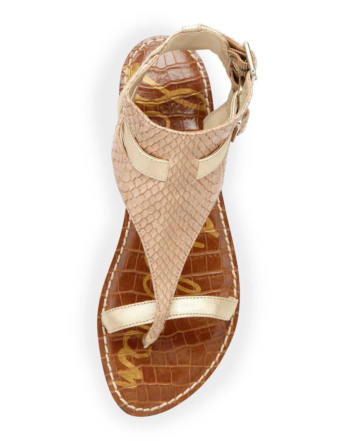 Lyst - Sam Edelman Metallic Flat Gladiator Sandal in Natural