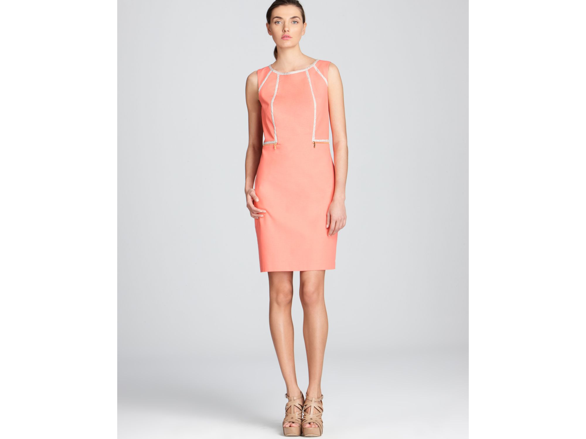 Calvin Klein Piped Sheath Dress in Pink Lyst
