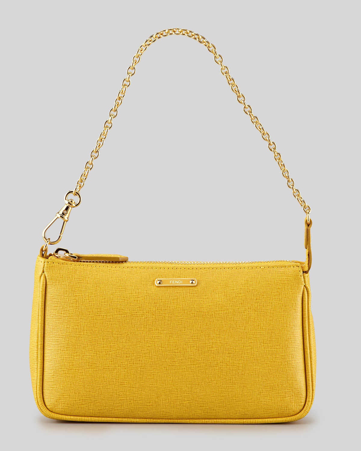Fendi Mini Chain Strap Pochette Bag in Yellow - Lyst
