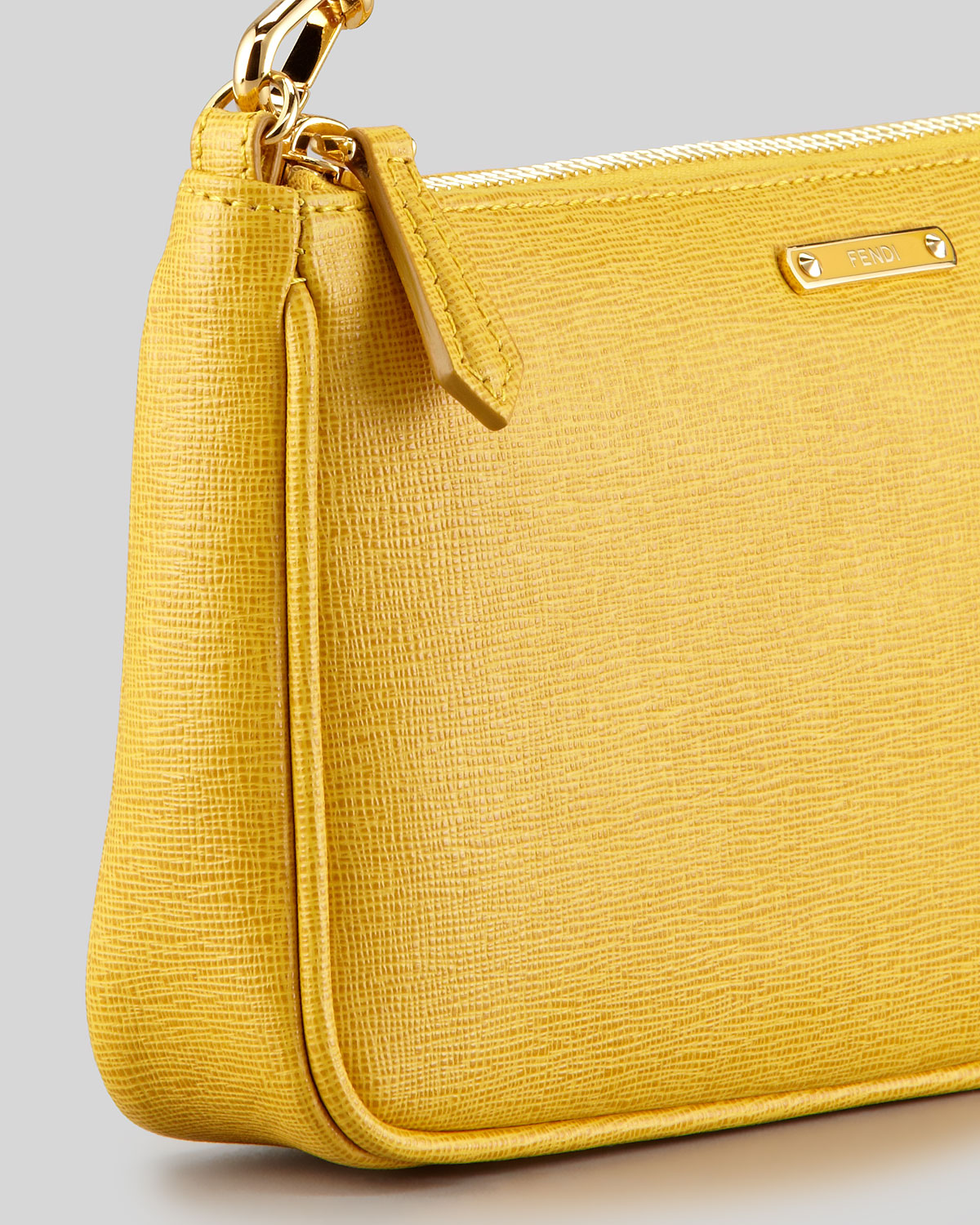 Fendi Mini Chain Strap Pochette Bag in Yellow - Lyst