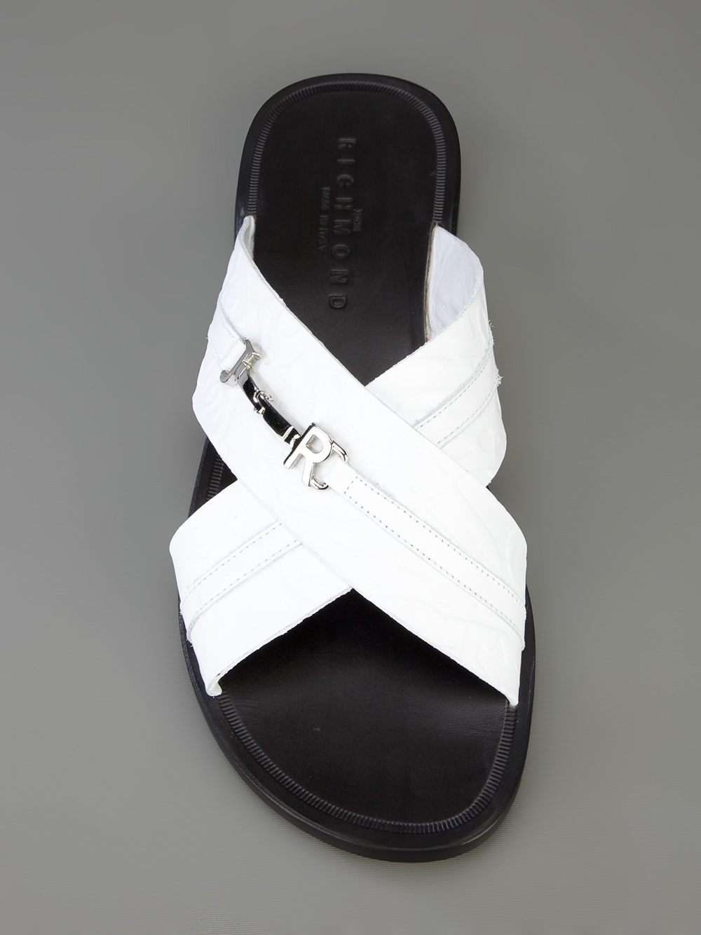 white cross sandals