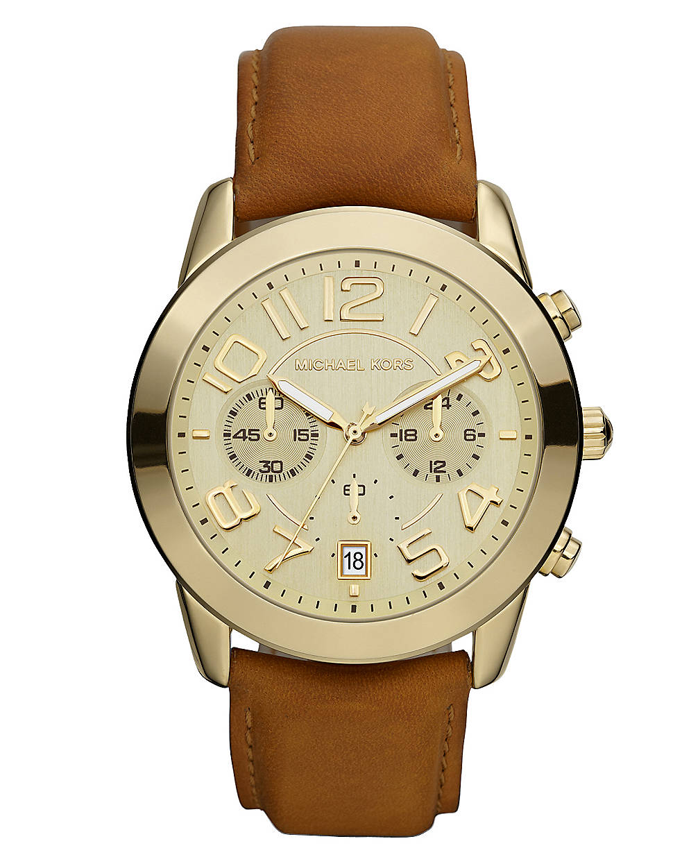 Lyst Michael kors Ladies Mercer Chronograph Watch with Leather Strap in Brown