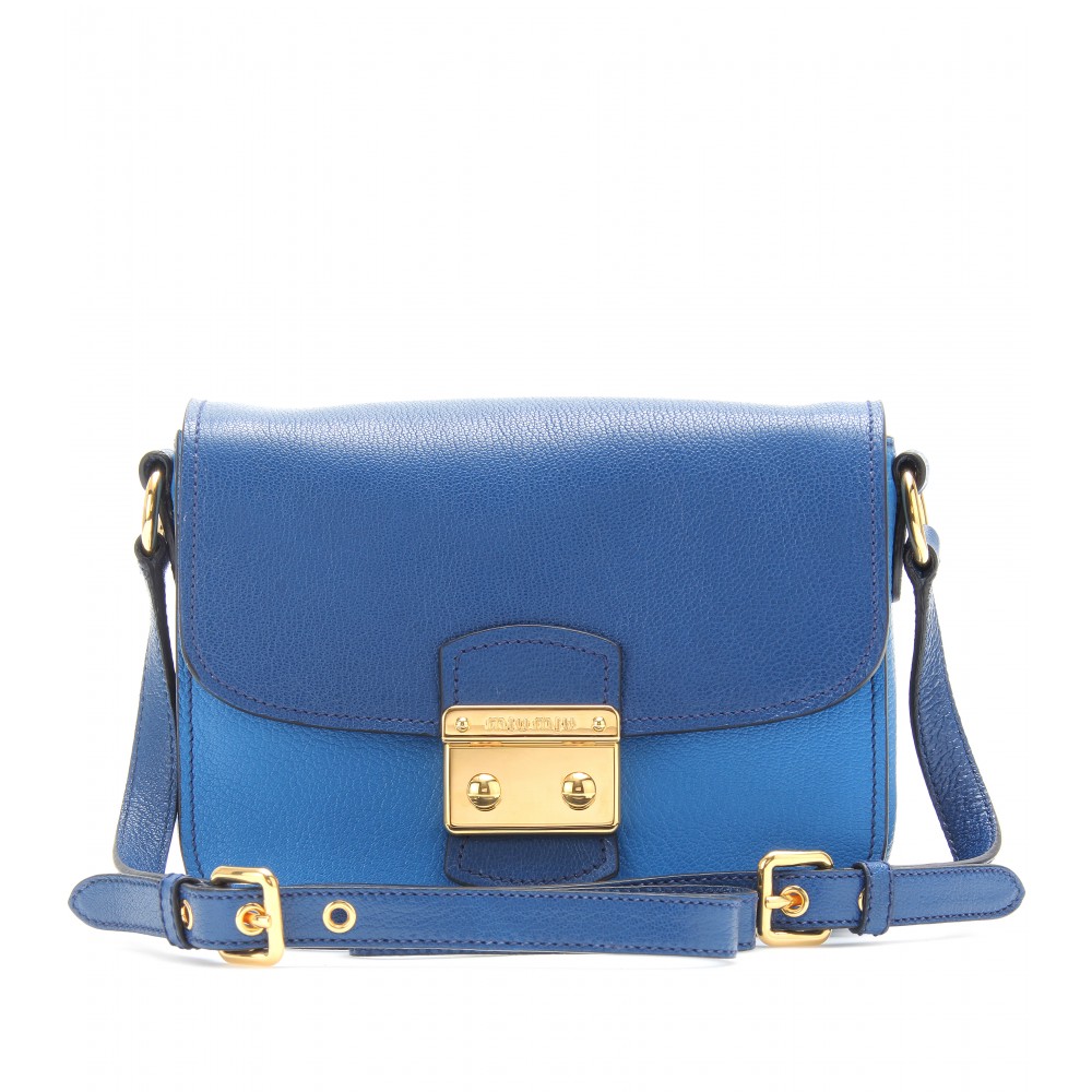 Miu Miu Twotone Leather Shoulder Bag in Blue - Lyst