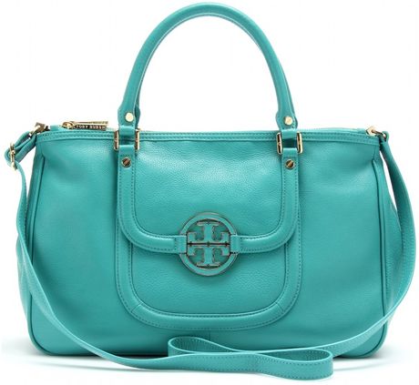 Tory Burch Amanda Double Zip Leather Tote in Blue (teal) | Lyst