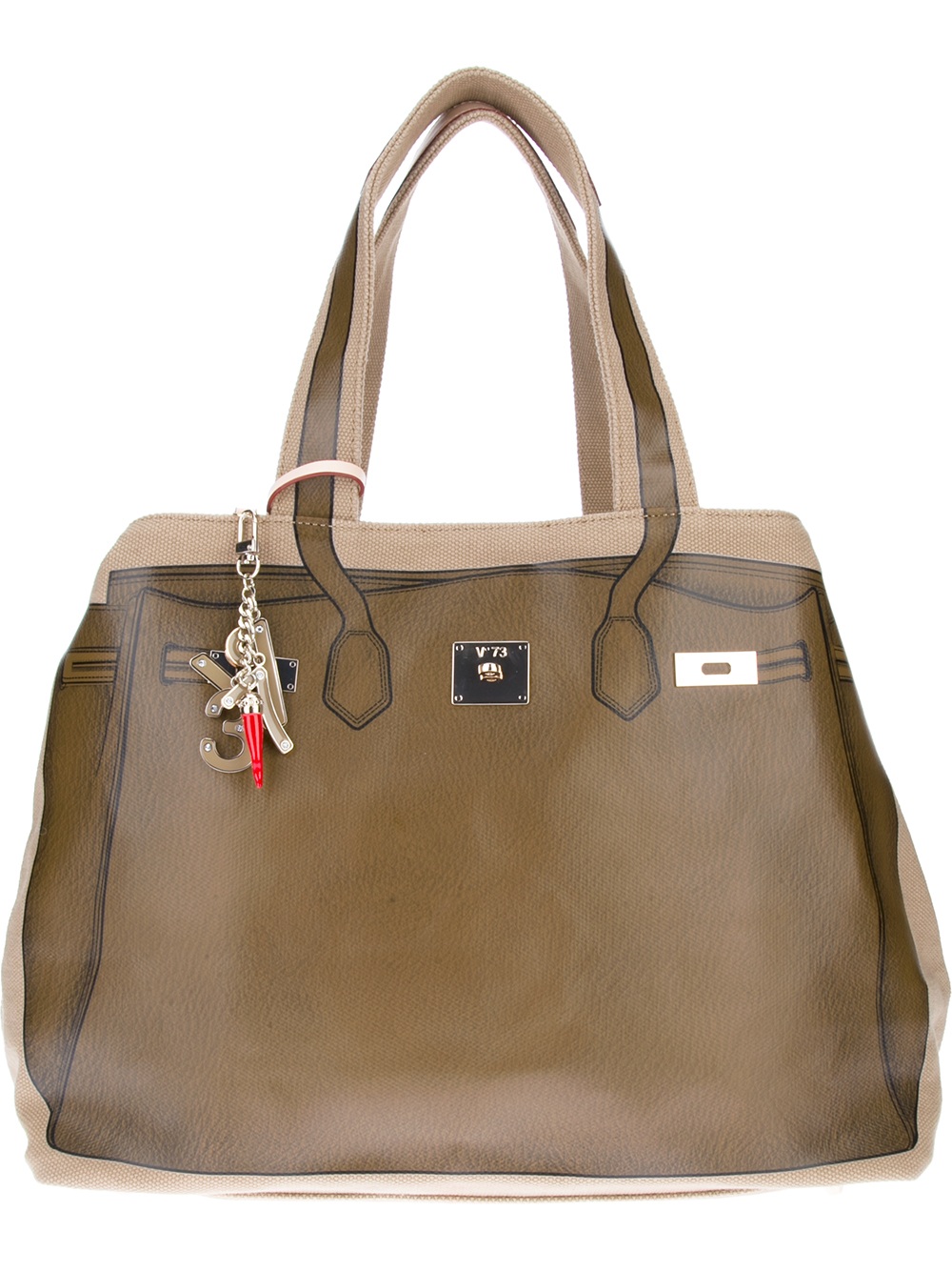 V73 Printed Canvas Tote in Green (brown) | Lyst  