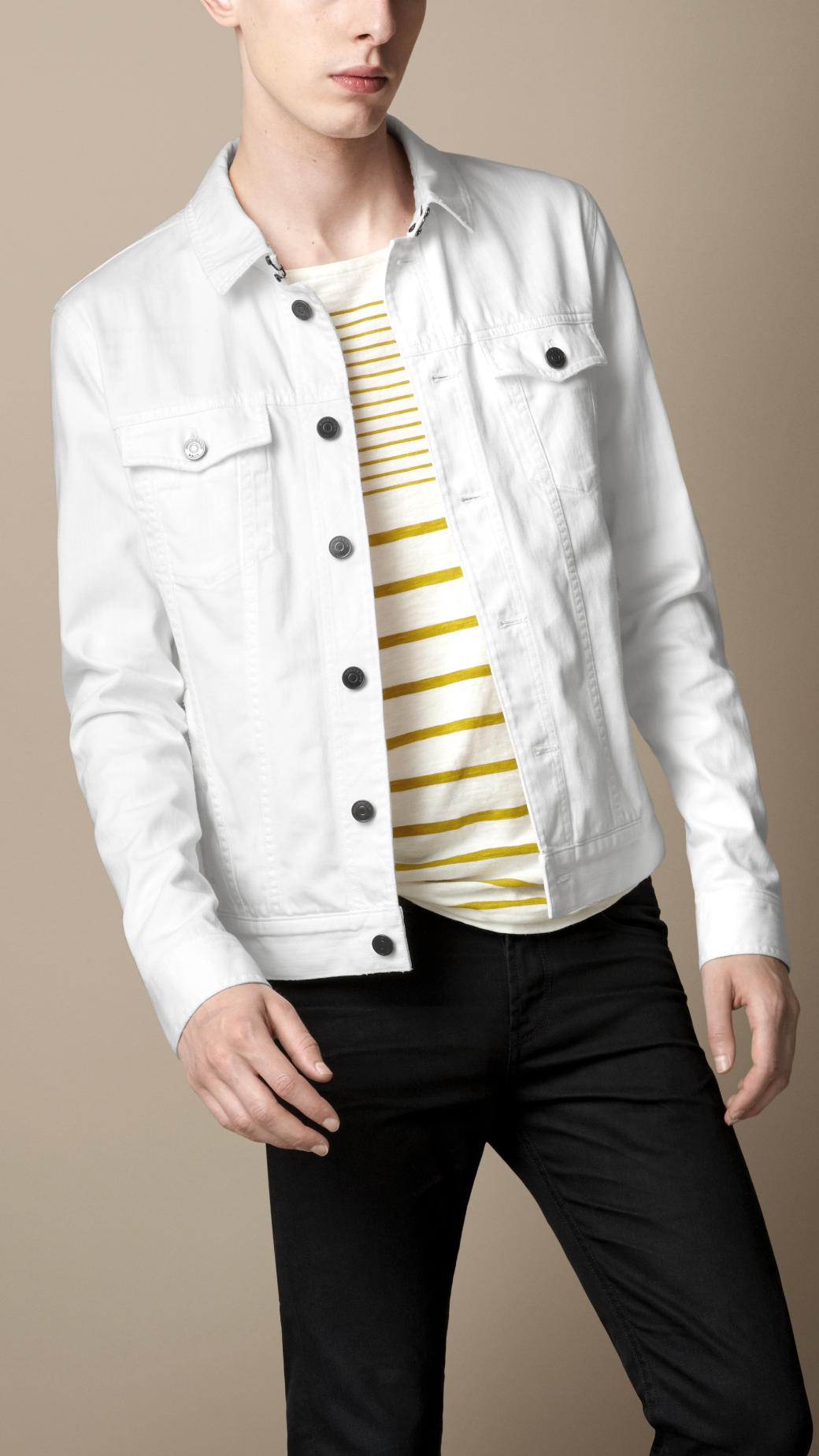 Burberry Brit Classic White Denim Jacket for Men - Lyst