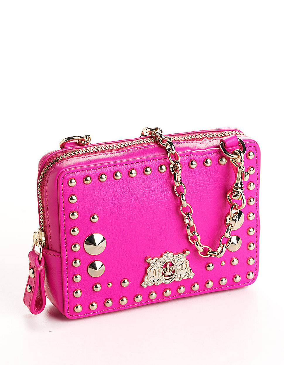 Juicy Couture Tough Girl Studded Leather Wristlet in Pink (pink cerise ...