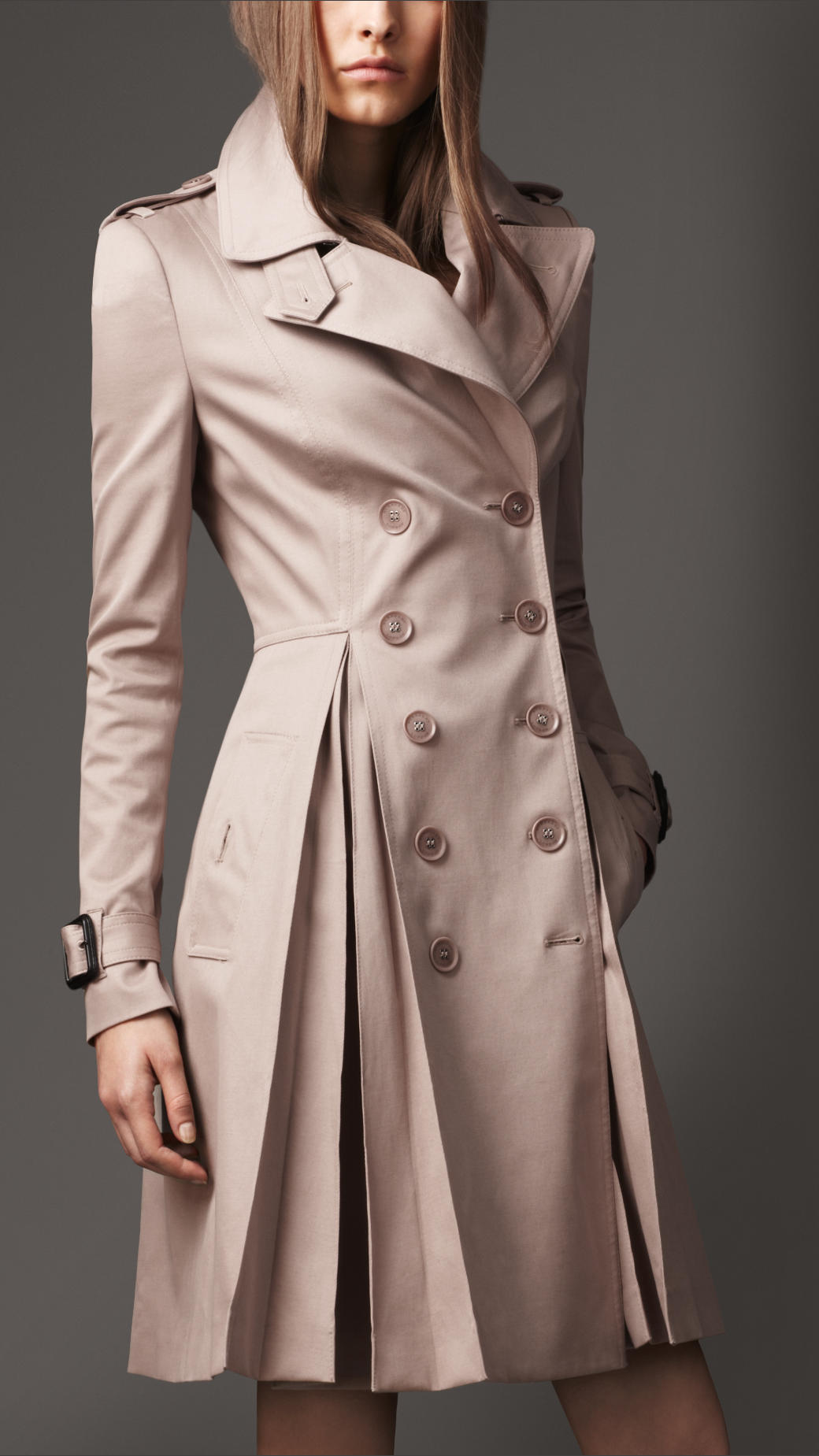 Burberry Long Full Skirt Stretch Cotton Trench Coat in Natural | Lyst