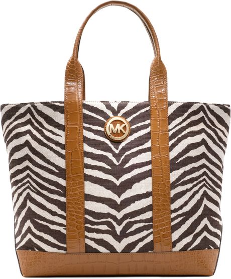 Michael Kors Large Canvas Tote in Animal (zebra) | Lyst